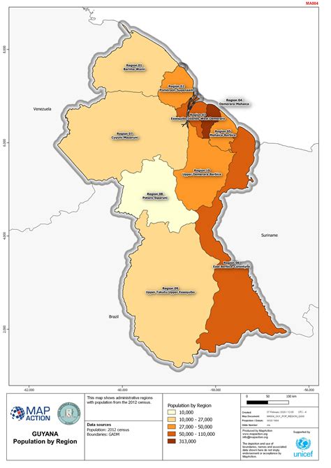 guyana population density map